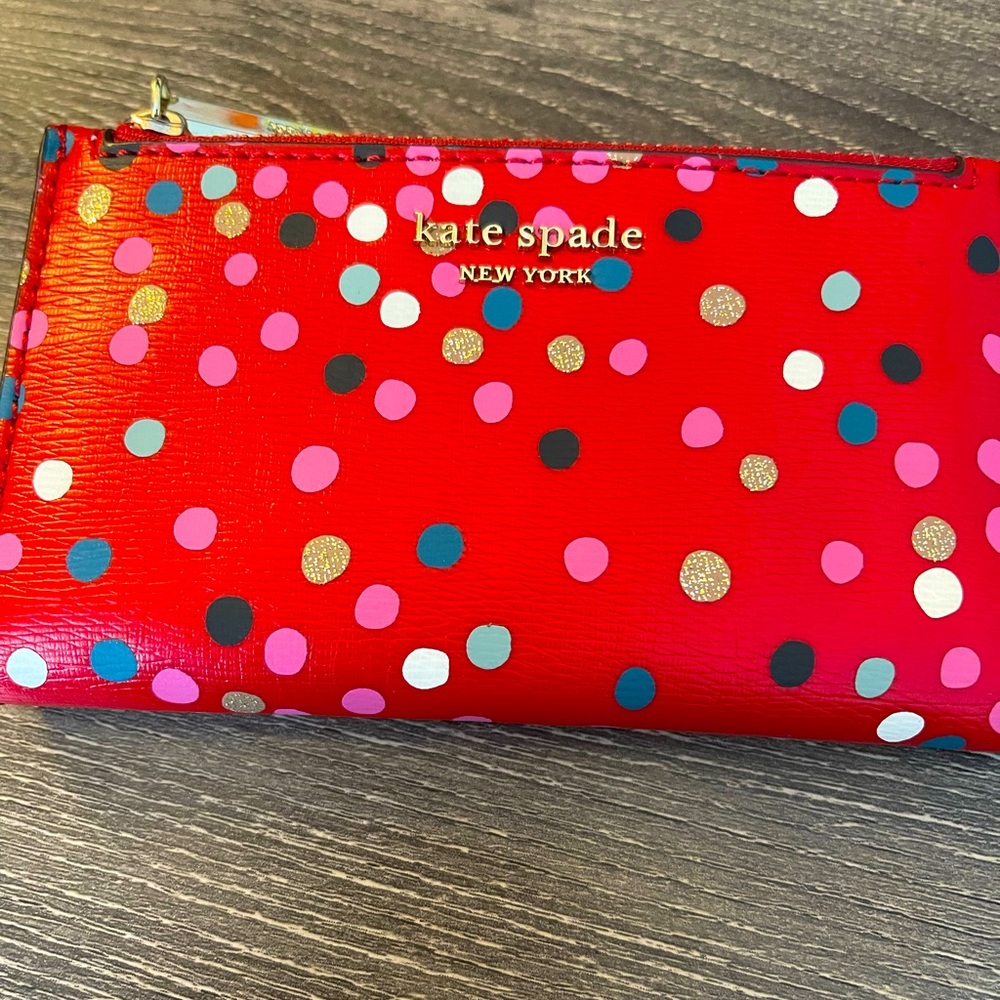 NWT Kate Spade Small Wallet Red Polka Dot